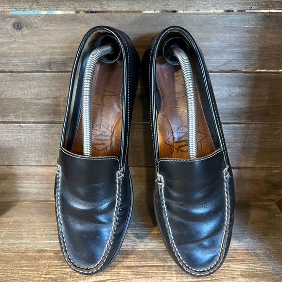 Mens Martin Dingman Black Leather Slip On Comfort Shoes Loafers Size 9.5 M GUC‎ main image 5